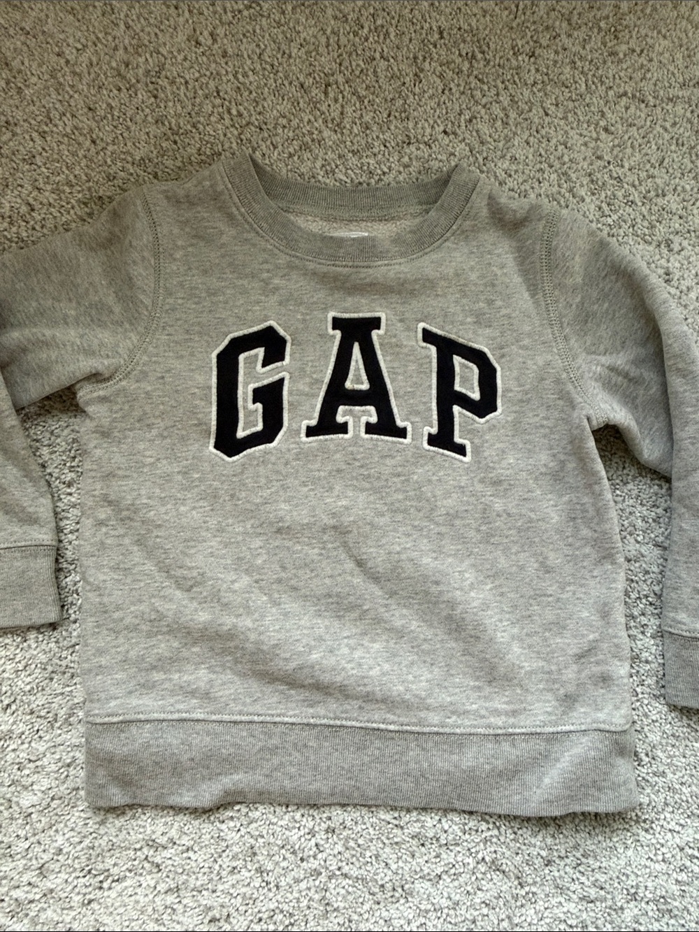 GAP Kids Light Gray Sweatshirt with Navy Logo